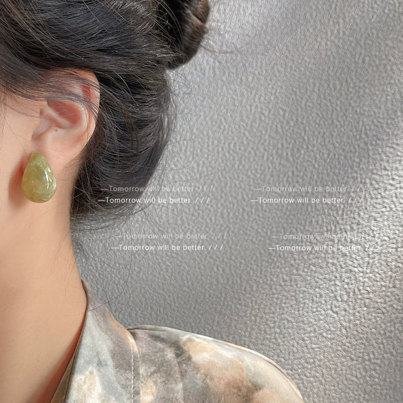 Women's Acrylic Drop Shaped Earrings In Fresh Blue Candy Color With Electroplated Geometric Fashion Style Ear Jewelry