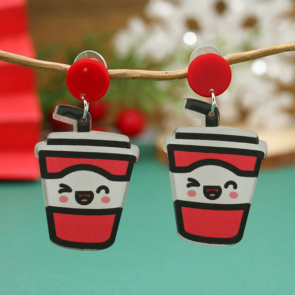 Women's Acrylic Earrings With Cartoon Character And Geometric Patterns For Festival