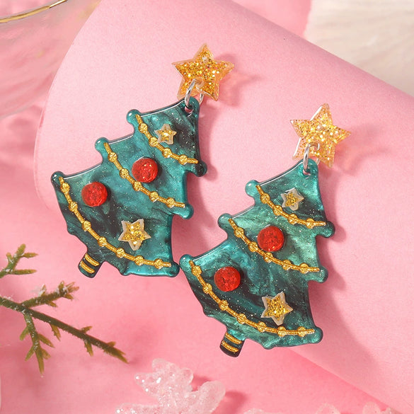 Women's Acrylic Geometric Christmas Tree Fashion Festival Earrings