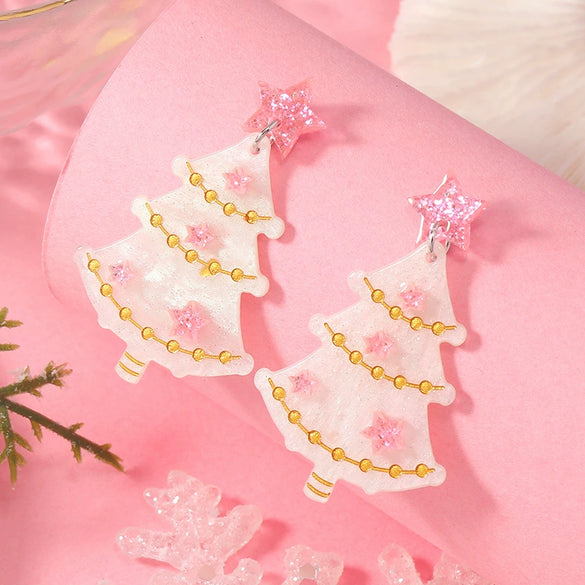 Women's Acrylic Geometric Christmas Tree Fashion Festival Earrings