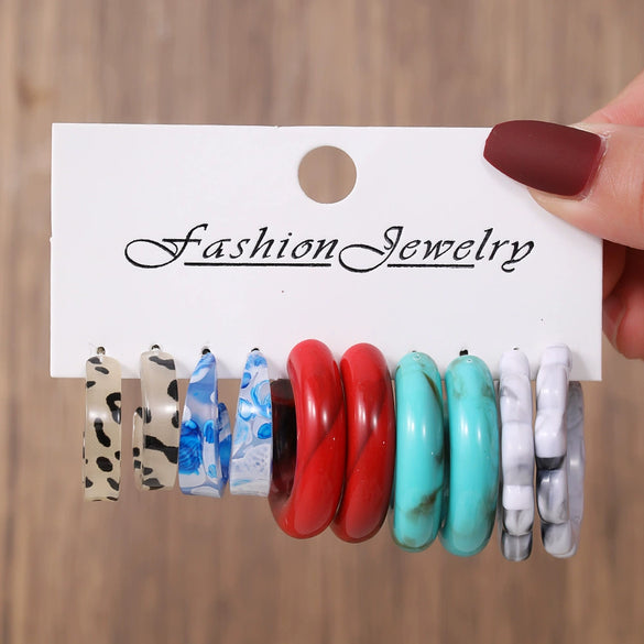 Women's Acrylic Geometric Cshaped Handmade Earrings