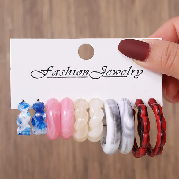 Women's Acrylic Geometric Cshaped Handmade Earrings