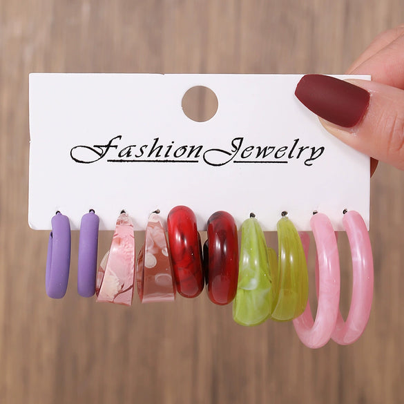 Women's Acrylic Geometric Cshaped Handmade Earrings