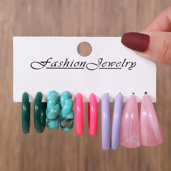 Women's Acrylic Geometric Cshaped Handmade Earrings