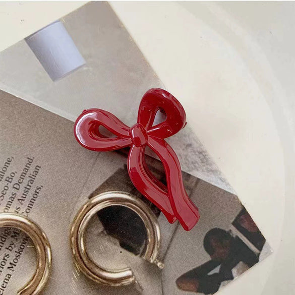 Women's Acrylic Hairpin Small Grab Clip Angora Red Paint Design Headwear
