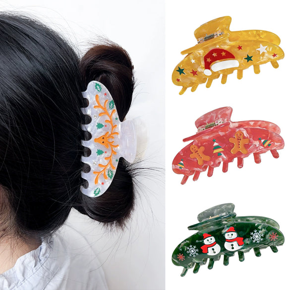 Women's Acrylic Handmade Cartoon Gingerbread Man Hair Shark Clip Hair Accessories