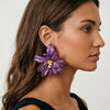 Women's Acrylic Large Flower Earrings With Plated Finish Simple Artistic Floral Statement Earrings