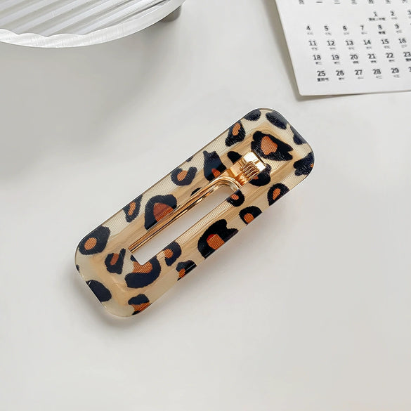 Women's Acrylic Square Side Clip Handmade Simple Leopard Style Hair Accessories