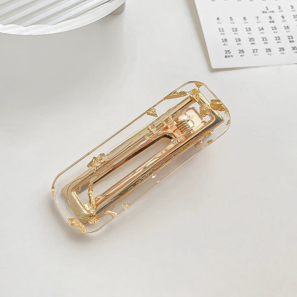 Women's Acrylic Square Side Clip Handmade Simple Leopard Style Hair Accessories