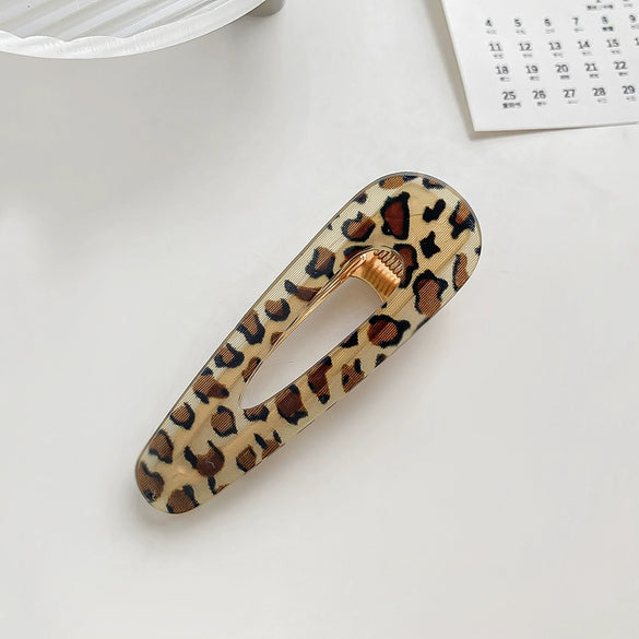 Women's Acrylic Square Side Clip Handmade Simple Leopard Style Hair Accessories