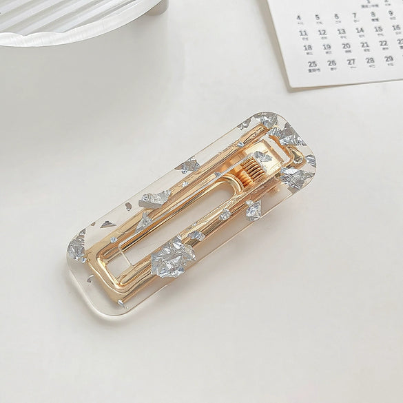 Women's Acrylic Square Side Clip Handmade Simple Leopard Style Hair Accessories