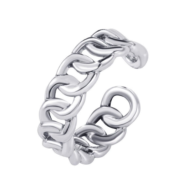 Women's Adjustable Alloy Open Chain Ring Geometric Simple Finger Ring With Electroplated Finish