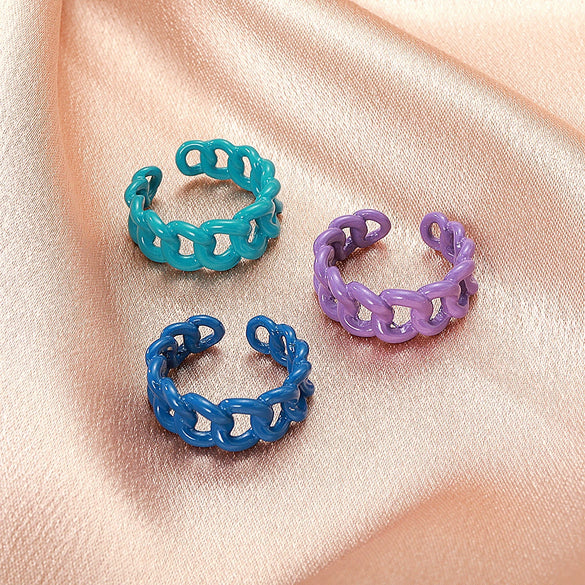 Women's Adjustable Alloy Open Chain Ring Geometric Simple Finger Ring With Electroplated Finish