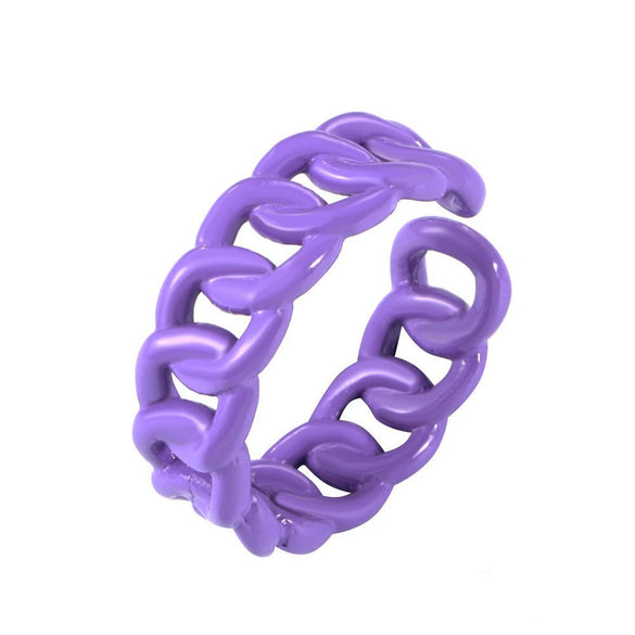 Women's Adjustable Alloy Open Chain Ring Geometric Simple Finger Ring With Electroplated Finish