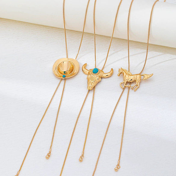 Women's Adjustable Alloy Snake Chain Necklace With Animal Zodiac Pendant And Electroplated Medievalinspired Design