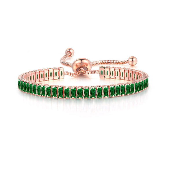 Women's Adjustable Birthstone Bracelet Zircon Geometric Fashion Jewelry Accessories