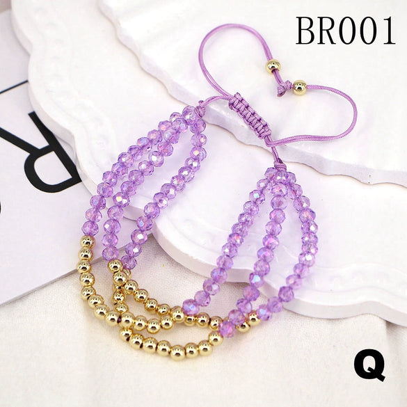 Women's Adjustable Braided Crystal Glass Beaded Bracelet Geometric Ins Style Fashion Bracelet