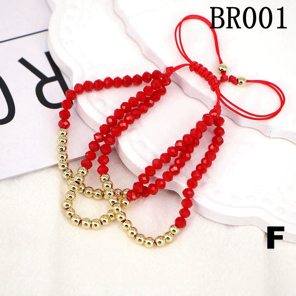 Women's Adjustable Braided Crystal Glass Beaded Bracelet Geometric Ins Style Fashion Bracelet