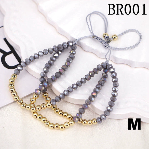 Women's Adjustable Braided Crystal Glass Beaded Bracelet Geometric Ins Style Fashion Bracelet