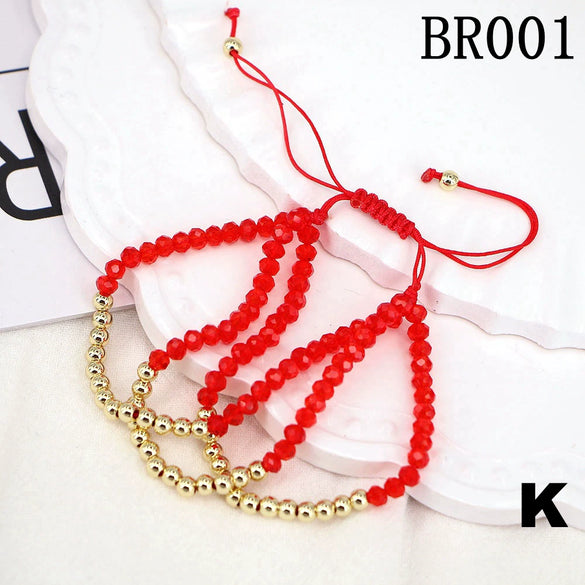 Women's Adjustable Braided Crystal Glass Beaded Bracelet Geometric Ins Style Fashion Bracelet