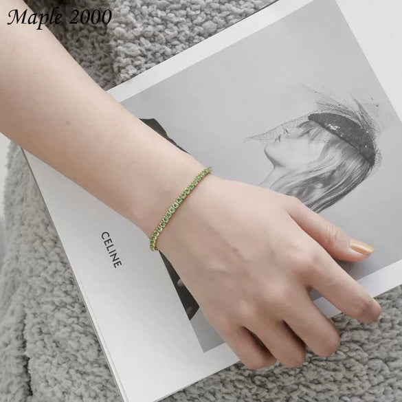 Women's Adjustable Color Zircon Geometric Style Highend Temperament Nonfading Crystal Bracelet For Women