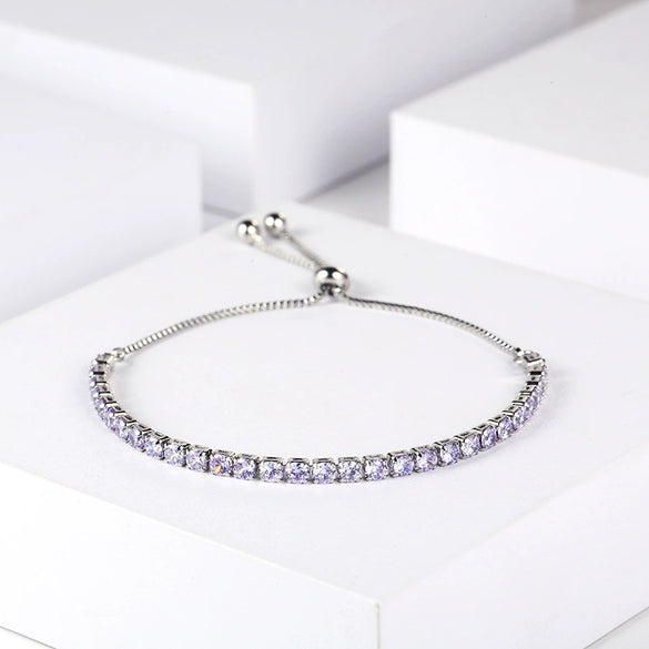 Women's Adjustable Color Zircon Geometric Style Highend Temperament Nonfading Crystal Bracelet For Women