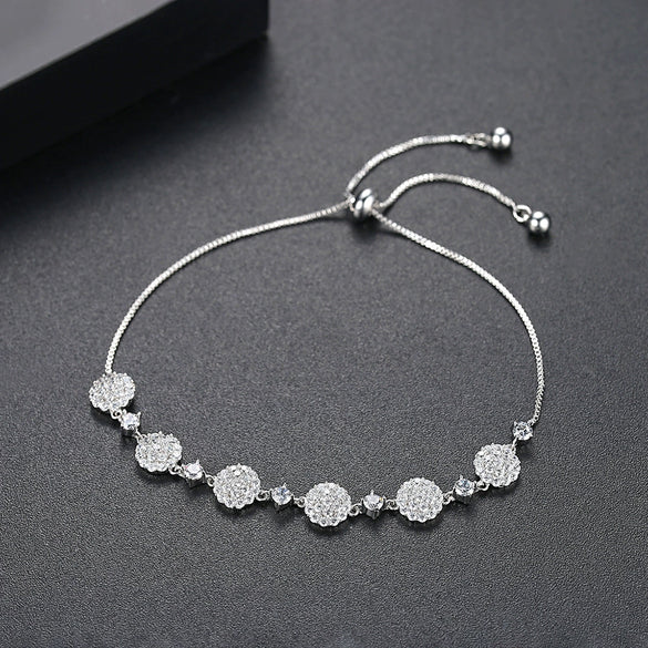 Women's Adjustable Copper Bracelet With Zircon Inlay Geometric Design And Electroplated Finish Wholesale Jewelry