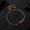 Women's Adjustable Copper Crystal And Zircon Geometric Bracelet With Electroplated Colorful Diamond Style