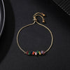 Women's Adjustable Copper Crystal And Zircon Geometric Bracelet With Electroplated Colorful Diamond Style