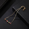 Women's Adjustable Copper Crystal And Zircon Geometric Bracelet With Electroplated Colorful Diamond Style