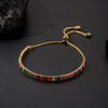 Women's Adjustable Copper Crystal Zircon Bracelet With Colorful Geometric Glass Inlay