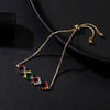 Women's Adjustable Copper Crystal Zircon Bracelet With Geometric Micro Inlay Design Natural Style