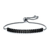 Women's Adjustable Copper Pull Bracelet With Floral Geometric Zirconia Design Gun Black Jewelry