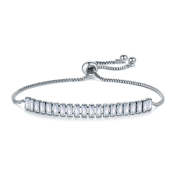 Women's Adjustable Copper Pull Bracelet With Floral Geometric Zirconia Design Gun Black Jewelry