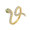 Women's Adjustable Copper Snake Shaped Open Ring With Zircon Electroplated Animal Zodiac Style