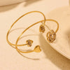 Women's Adjustable Ferris Wheel Open Bracelet With Full Diamond Zircon Flower Stainless Steel Electroplated Design