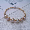 Women's Adjustable Freshwater Pearl Bracelet Copper Alloy Minimalist Style Round Shape Handwound 14K Electroplated
