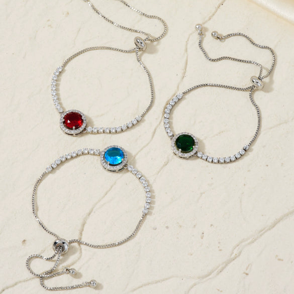 Women's Adjustable Geometric Bright Star Bracelet In Environmentally Friendly Copper With Colorful Zirconia Accents