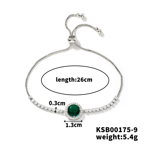 Women's Adjustable Geometric Bright Star Bracelet In Environmentally Friendly Copper With Colorful Zirconia Accents