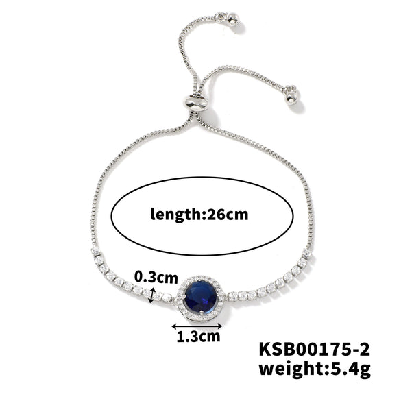 Women's Adjustable Geometric Bright Star Bracelet In Environmentally Friendly Copper With Colorful Zirconia Accents