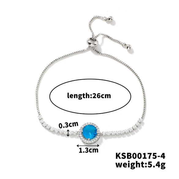 Women's Adjustable Geometric Bright Star Bracelet In Environmentally Friendly Copper With Colorful Zirconia Accents