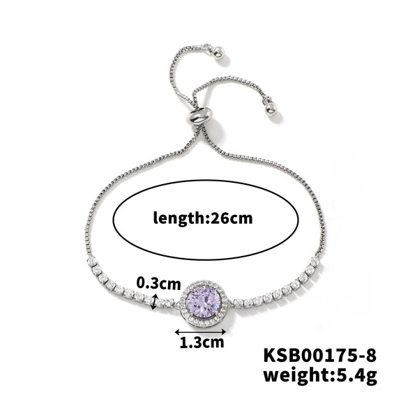 Women's Adjustable Geometric Bright Star Bracelet In Environmentally Friendly Copper With Colorful Zirconia Accents