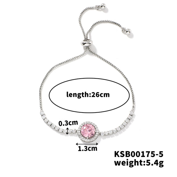 Women's Adjustable Geometric Bright Star Bracelet In Environmentally Friendly Copper With Colorful Zirconia Accents