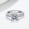 Women's Adjustable Geometric Moissanite Ring In S925 Sterling Silver With Platinum Plated Electroplated Finish Wedding Ring