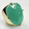 Women's Adjustable Natural Stone Ring Agate Gold Plated Geometric Style Jewelry