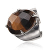 Women's Adjustable Natural Stone Ring Agate Gold Plated Geometric Style Jewelry