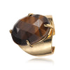 Women's Adjustable Natural Stone Ring Agate Gold Plated Geometric Style Jewelry
