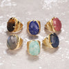 Women's Adjustable Natural Stone Ring Agate Gold Plated Geometric Style Jewelry