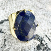 Women's Adjustable Natural Stone Ring Agate Gold Plated Geometric Style Jewelry