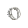 Women's Adjustable Open Geometric Copper Ring With Zircon Inlay Double Band Electroplated Fashion Jewelry